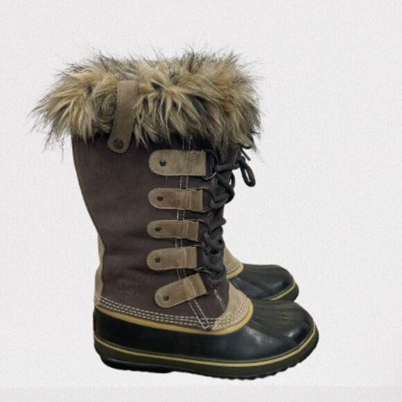 Sorel Joan of Arctic Tall Winter Boots Waterproof Faux Fur Size 8 Brown/Tan - Picture 2 of 9